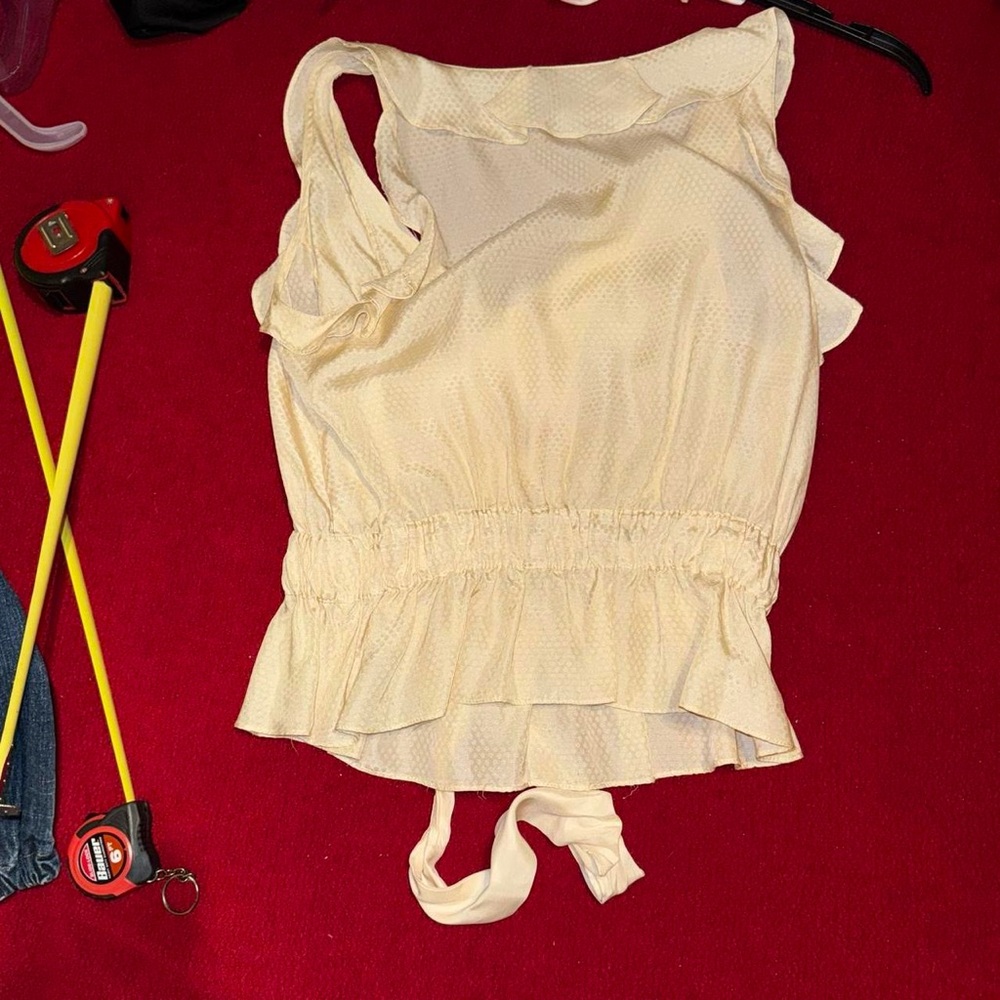 Stylish Cream Ruffle Blouse - Picture 7 of 7